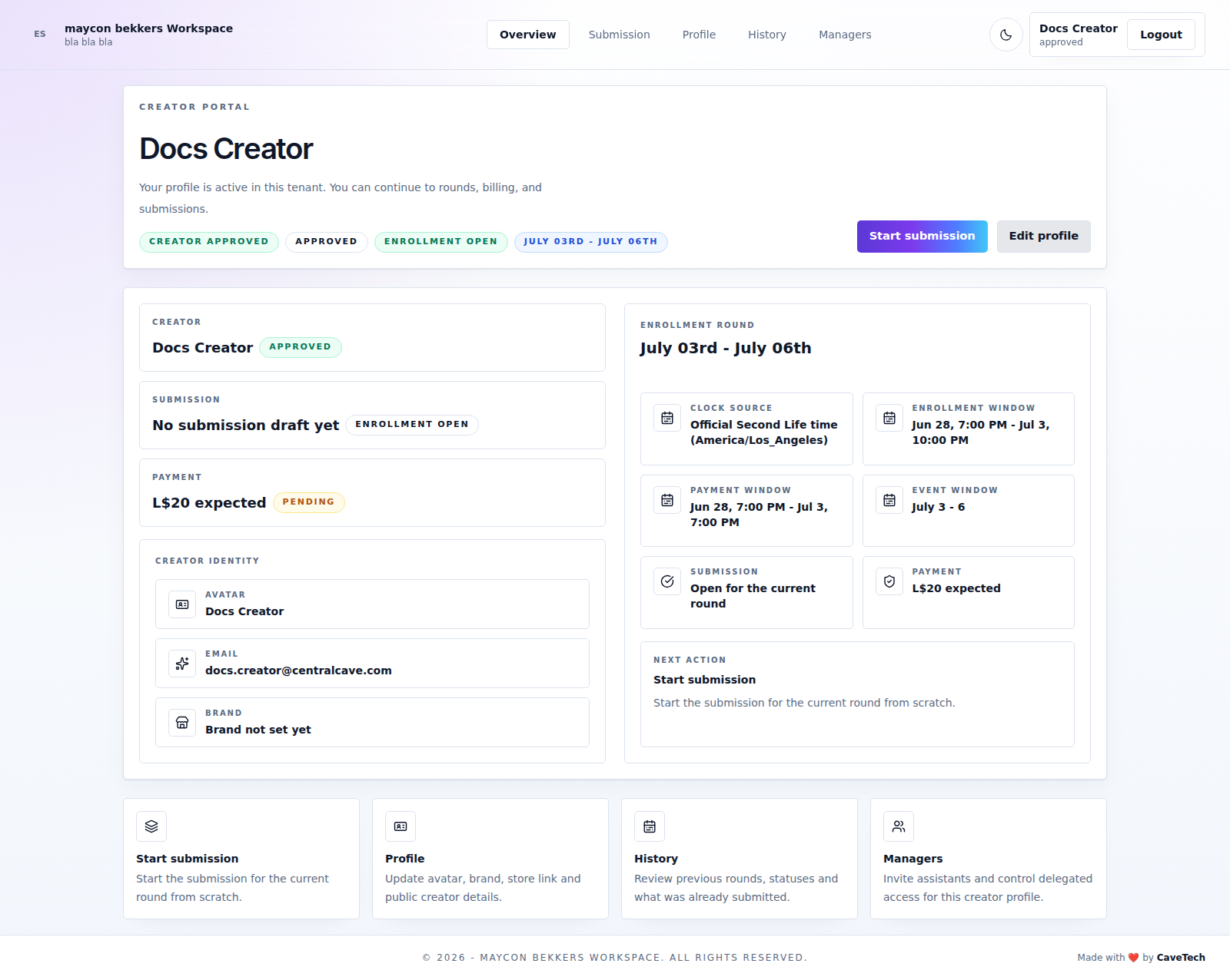 EventSale creator dashboard