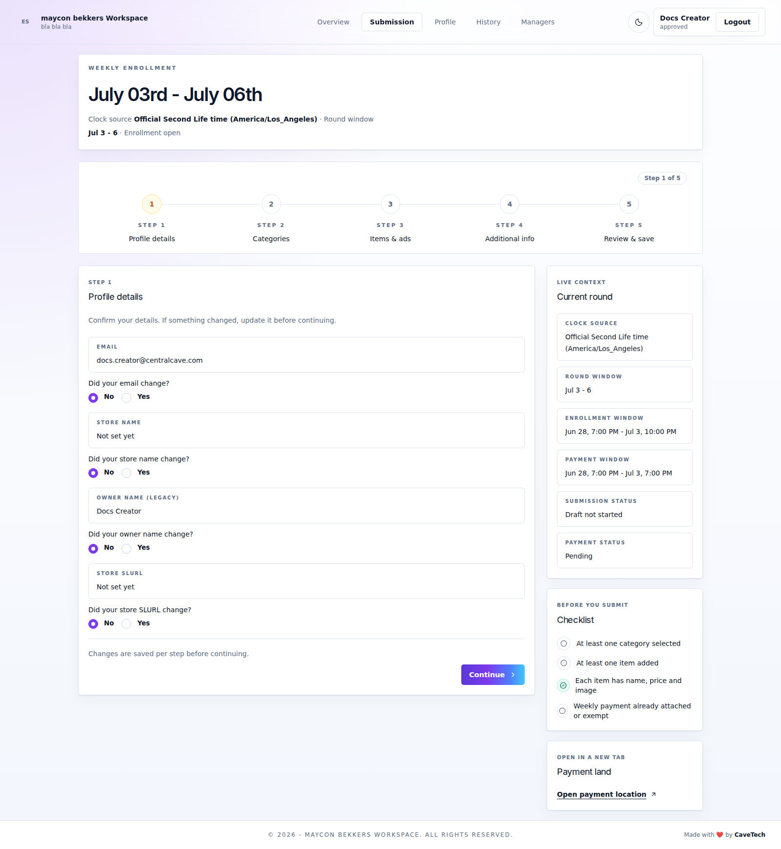 EventSale creator submission wizard