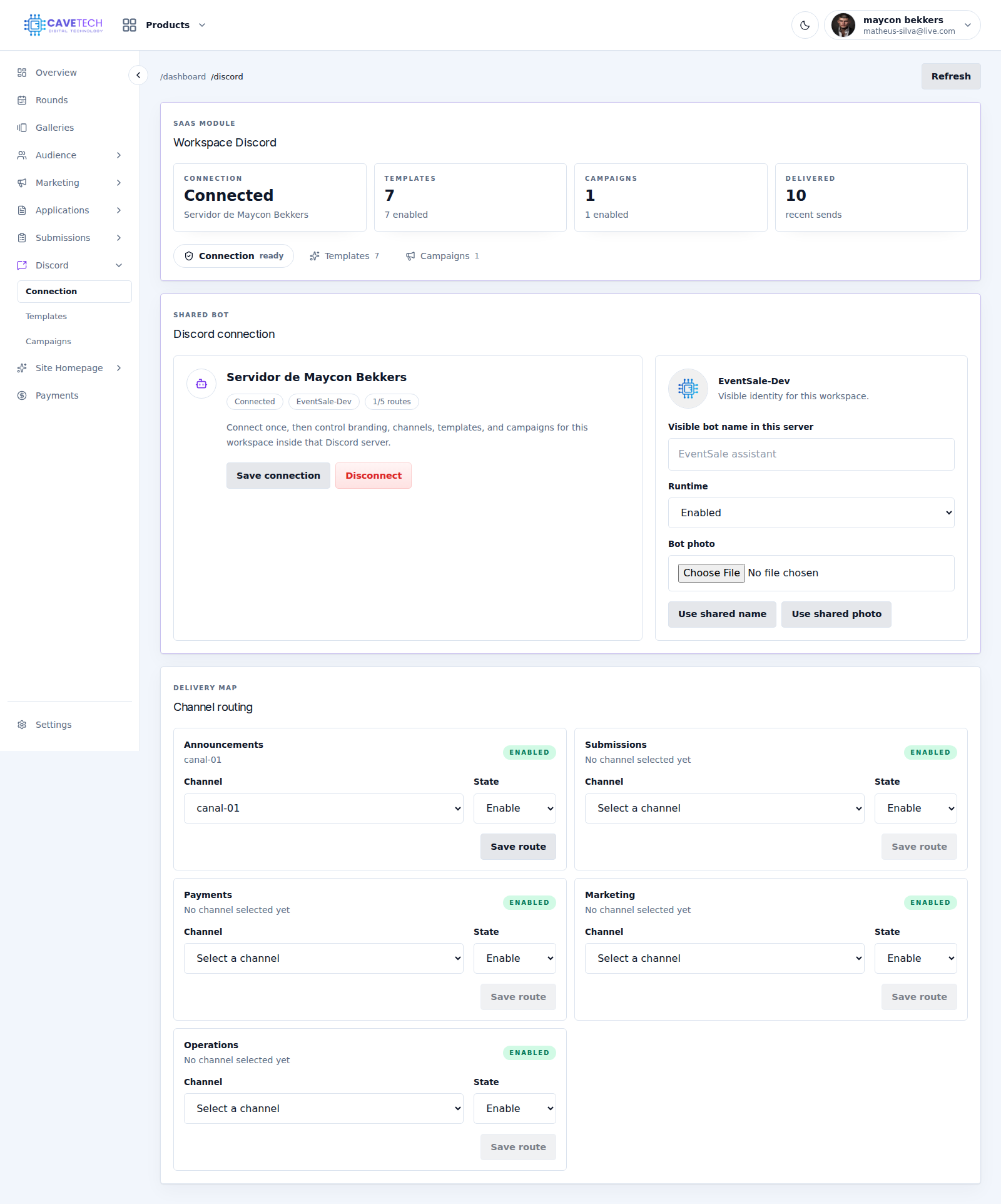 EventSale Discord connection