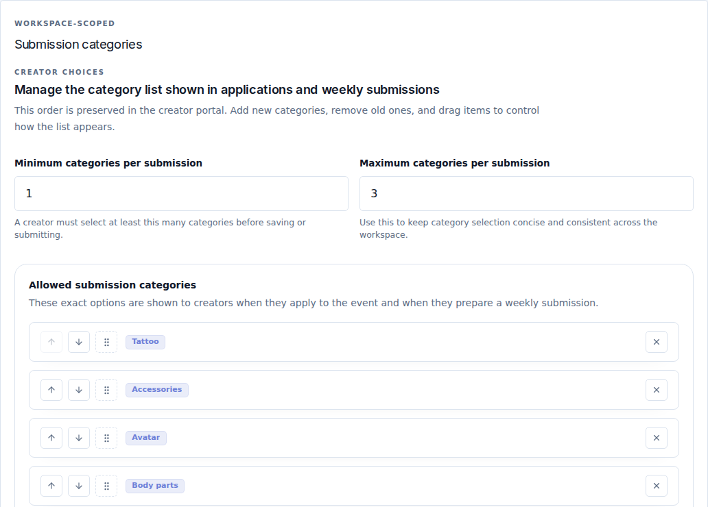 Category selection limits and the ordered choices