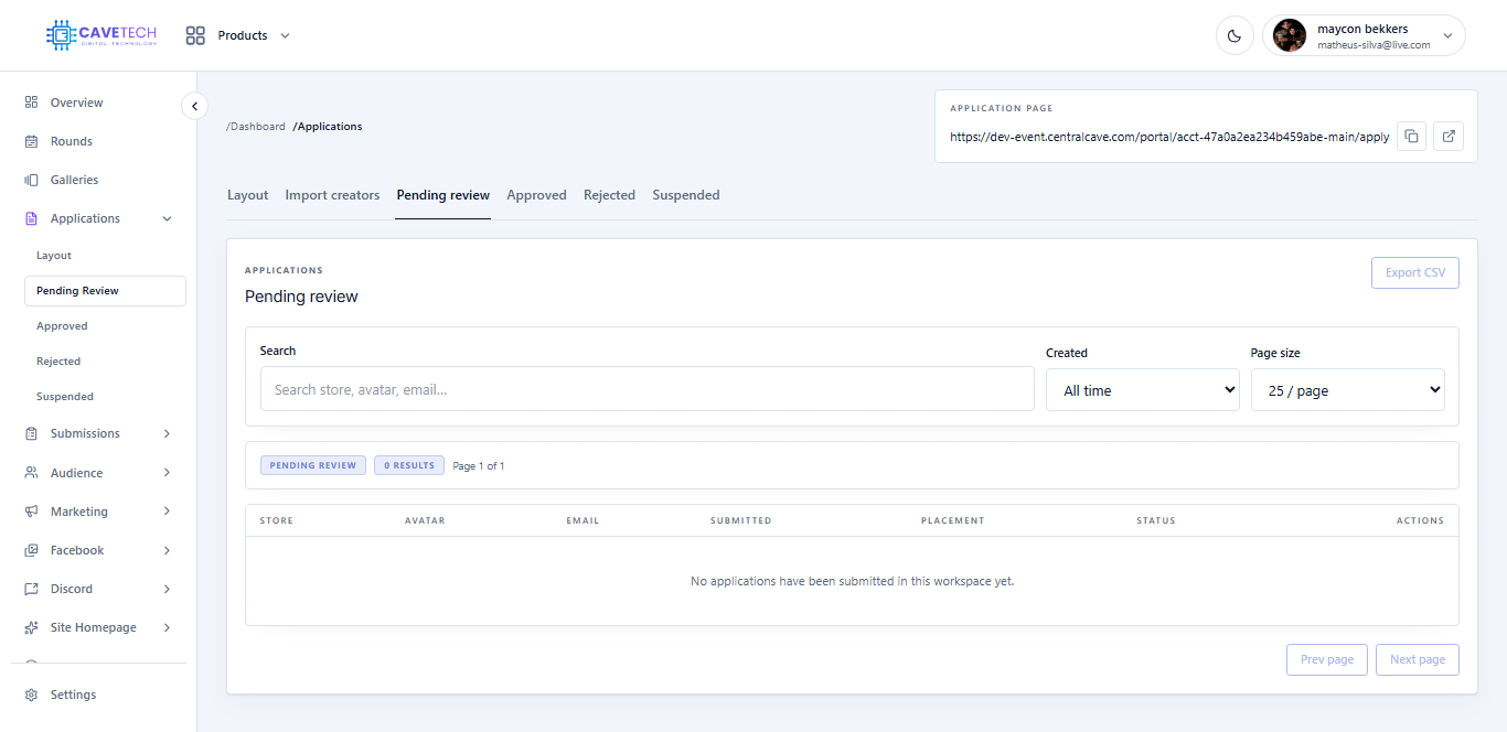 EventSale pending application review