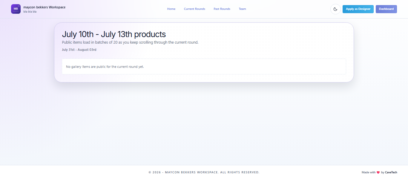EventSale public current-round page where published products become visible