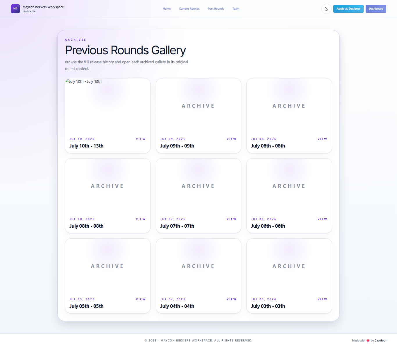 EventSale public Previous Rounds Gallery with archived event releases
