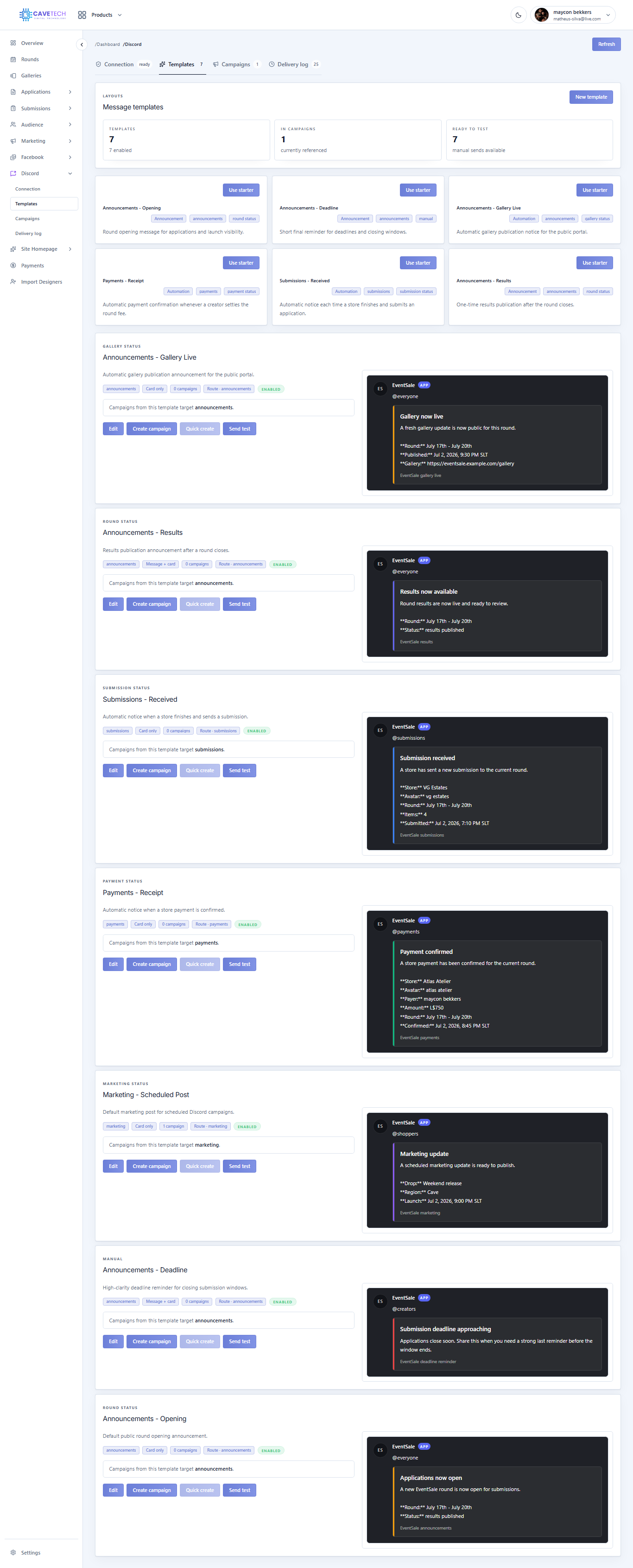 EventSale Discord message templates