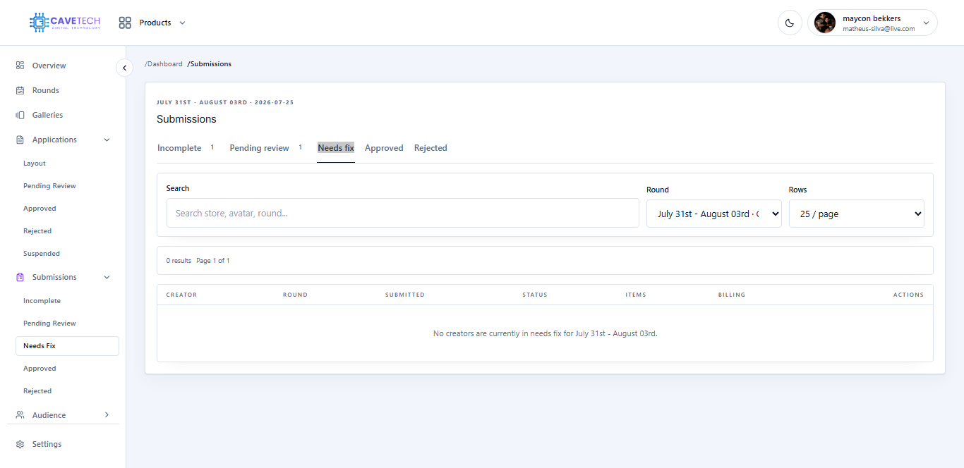 EventSale submissions needing fixes