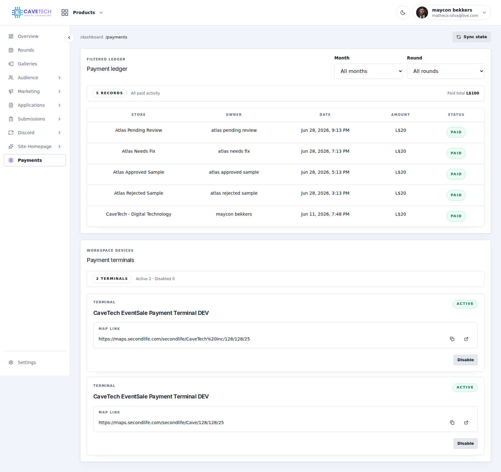 EventSale payments