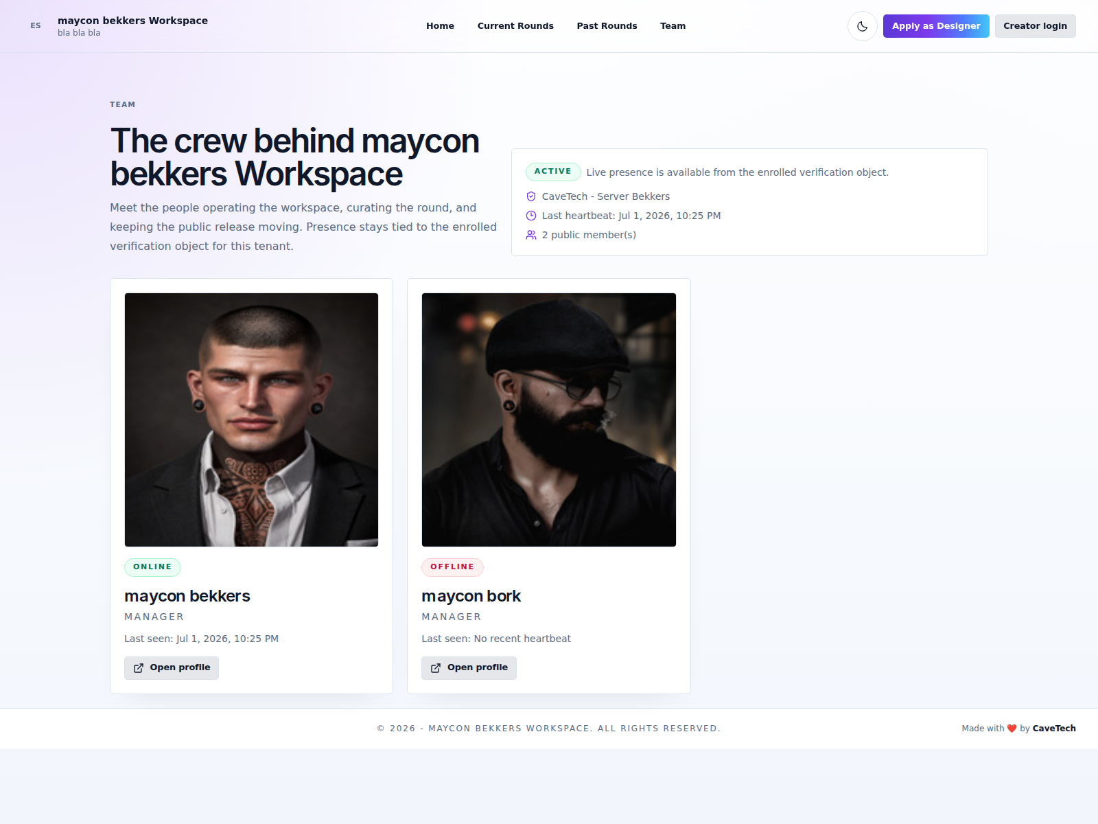 EventSale public team page