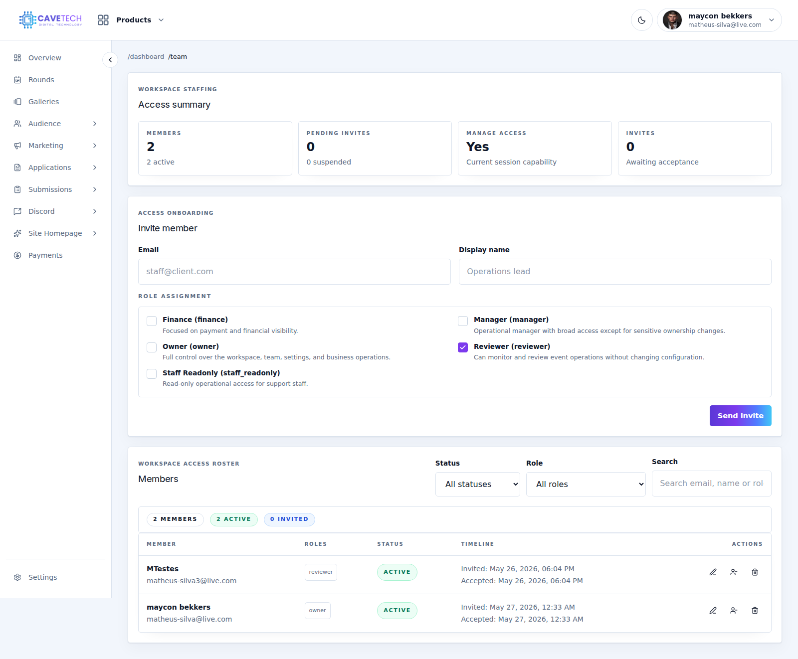 EventSale team management