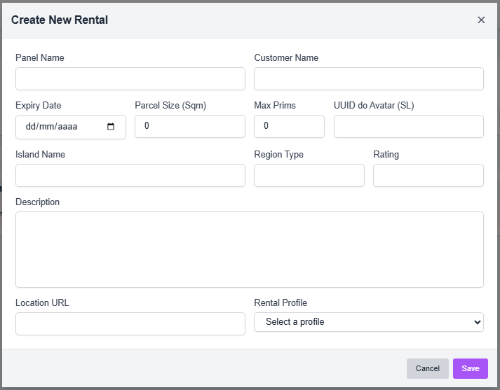 Create Rental Modal