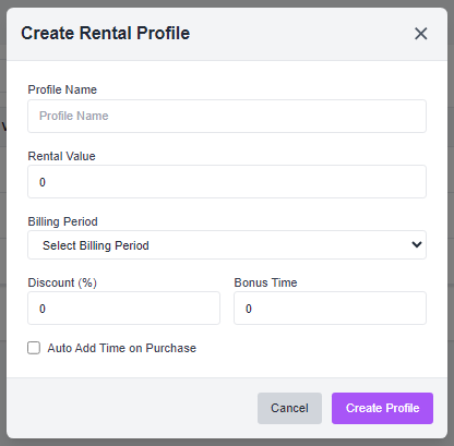 Create Rental Profile Modal
