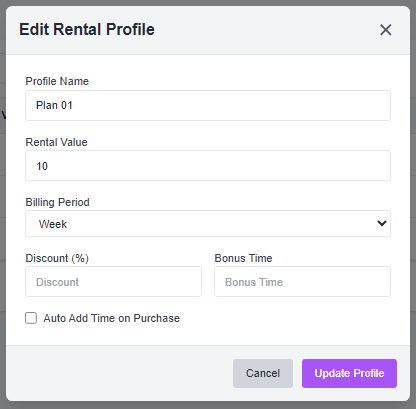 Edit Rental Profile Modal