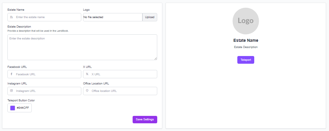 Estate Settings Tab