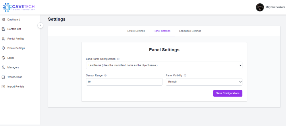 Panel Settings Tab