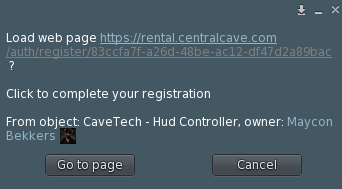 Second Life menu to open registration URL in browser