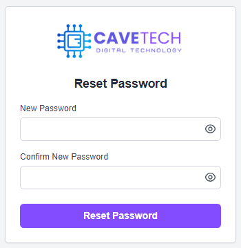 New password and confirm password fields
