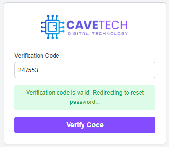 Success message after password reset